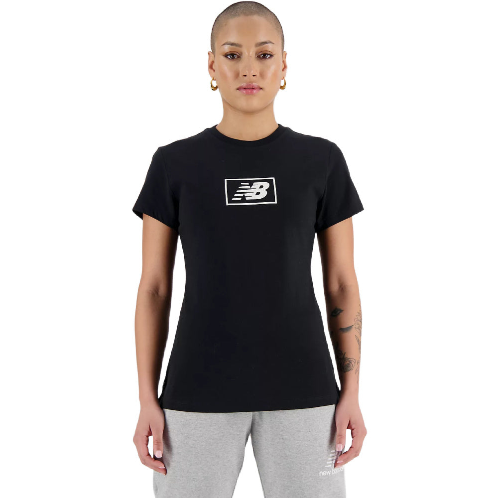 New Balance | Womens Essentials Cotton Jersey Athletic Fit Tee (Black)