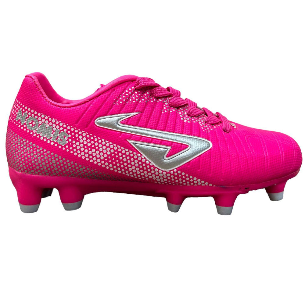 Nomis | Kids Prodigy 2.0 Firm Ground Football Boots (Pink/Silver/White)