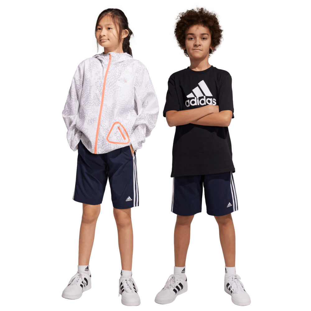 Adidas | Unisex Kids Essentials 3-Stripes Woven Shorts (Legend Ink/White)