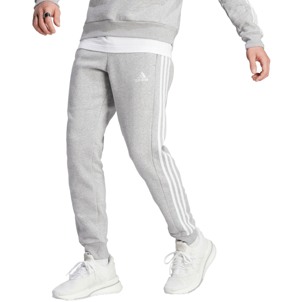 Adidas | Mens Essentials Fleece 3-Stripes Tapered Cuff Pant (Medium Grey Heather)