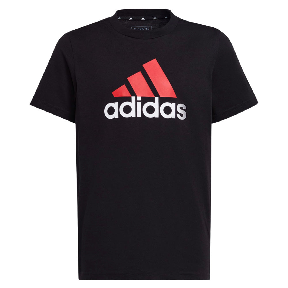 Adidas | Kids Essentials Two-Color Big Logo Cotton Tee (Black/Red)