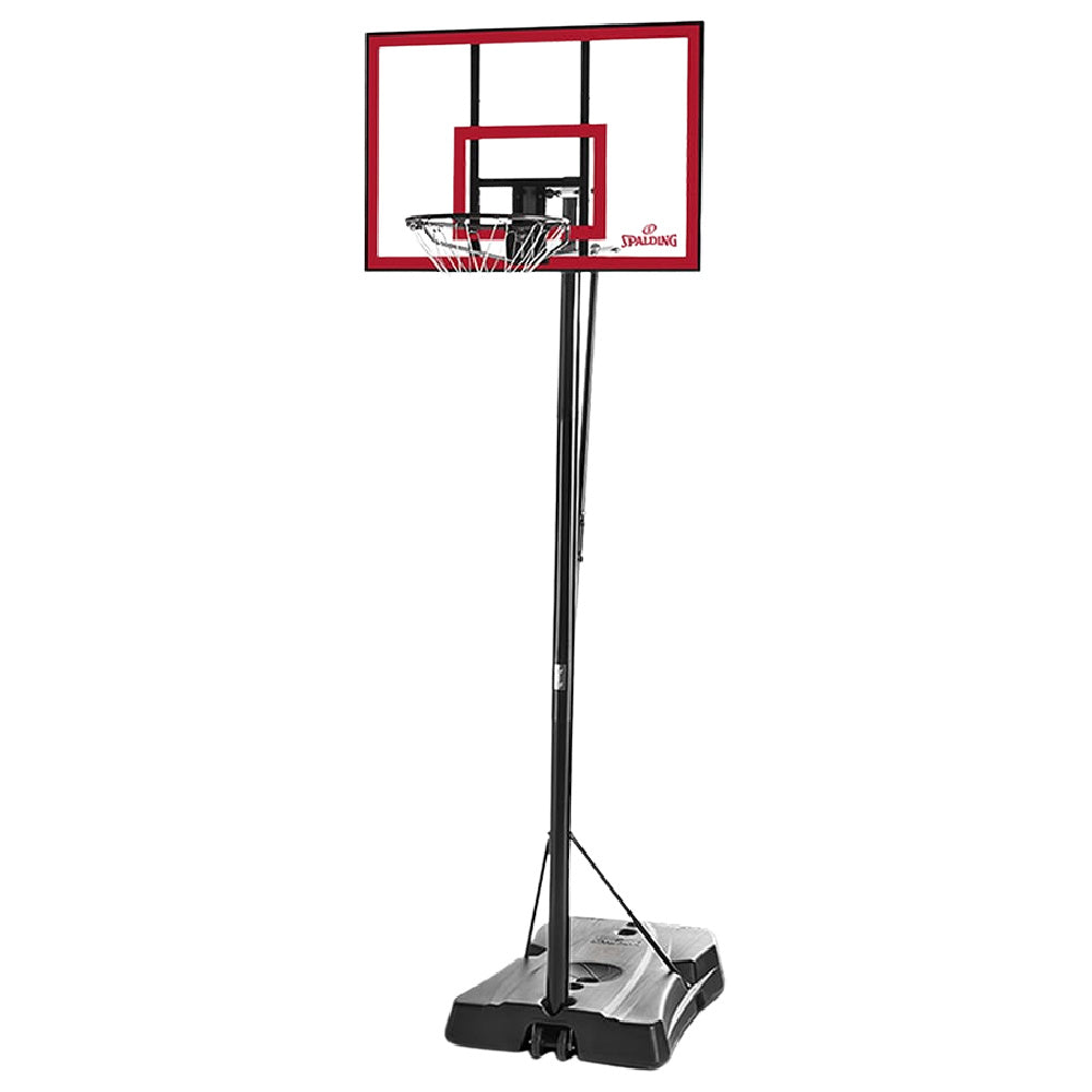 Spalding | Pro Glide 44 Inch Polycarbonate Portable Basketball System (Clear/Red)