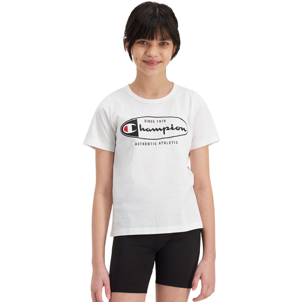 Champion | Kids Sporty Graphic Short Sleeve Tee (White/Black)