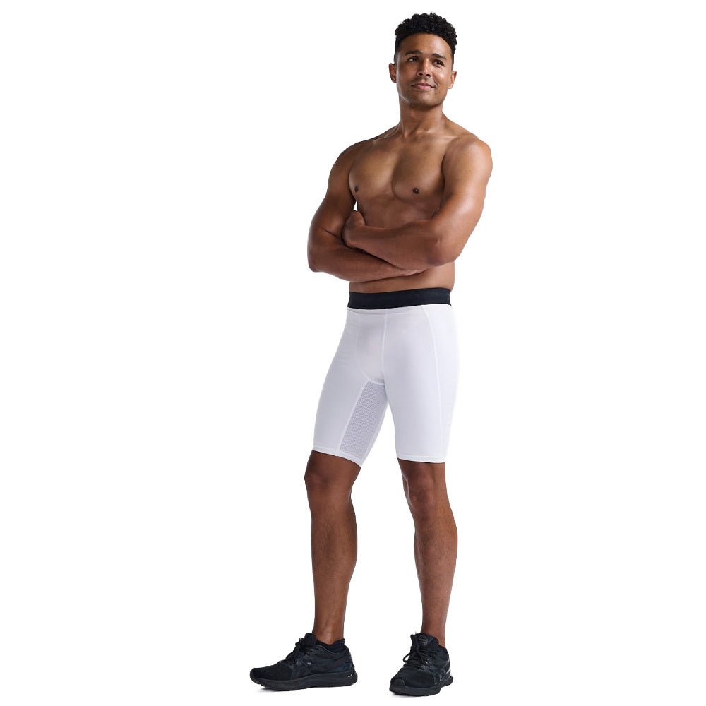 2XU | Mens Base Layer Compression Shorts (White/White)