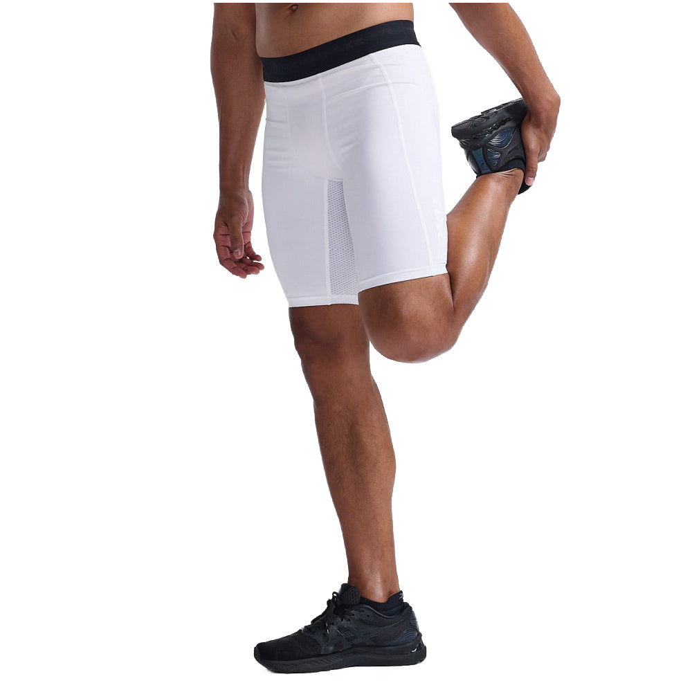 2XU | Mens Base Layer Compression Shorts (White/White)