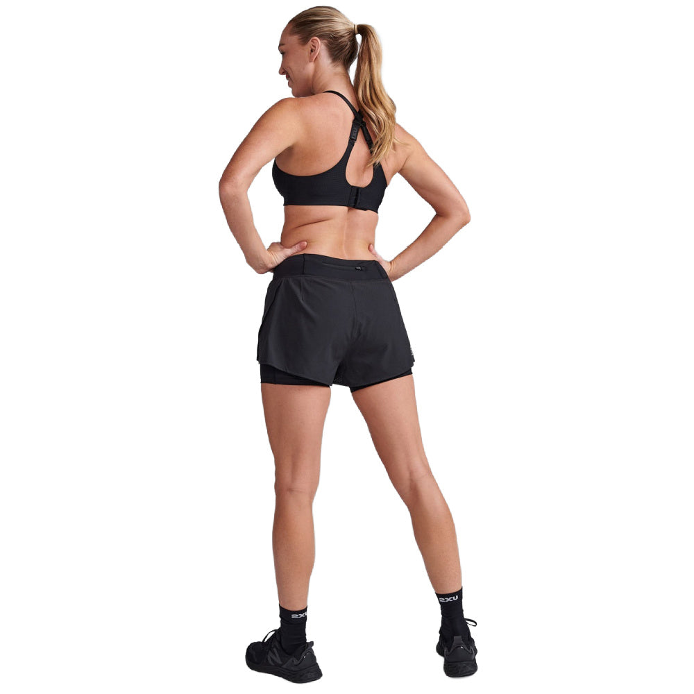 2Xu | Womens Aero 2-In-1 4 Inch Shorts (Black/Silver Reflective)
