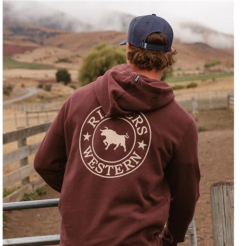 Ringers Western | Mens Signature Bull Pullover Hoodie (Chocolate/Dark Sand)
