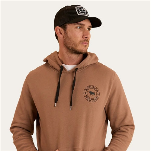 Ringers Western | Mens Signature Bull Pullover Hoodie (Almond/Black)