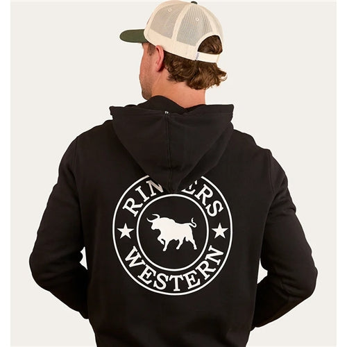 Ringers Western | Mens Signature Bull Pullover Hoodie (Black/White)