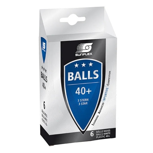 Sunflex | 3 Star 40+ Table Tennis Balls 6Pk (White)