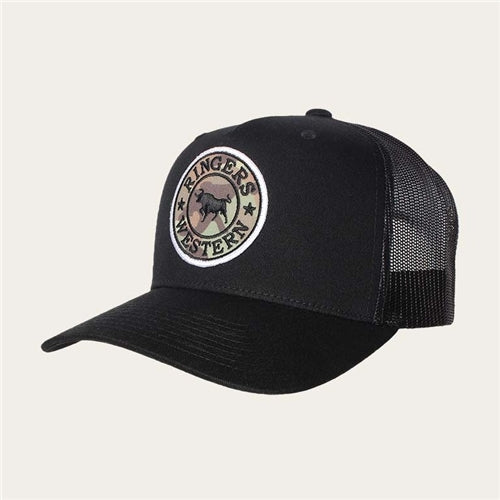 Ringers Western | Signature Bull Trucker (Black/Camo)