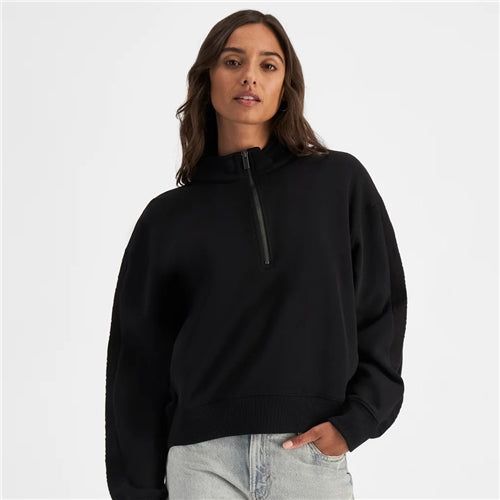 Champion | Womens Rochester Capital Taping 1/2 Zip Crew (Black)
