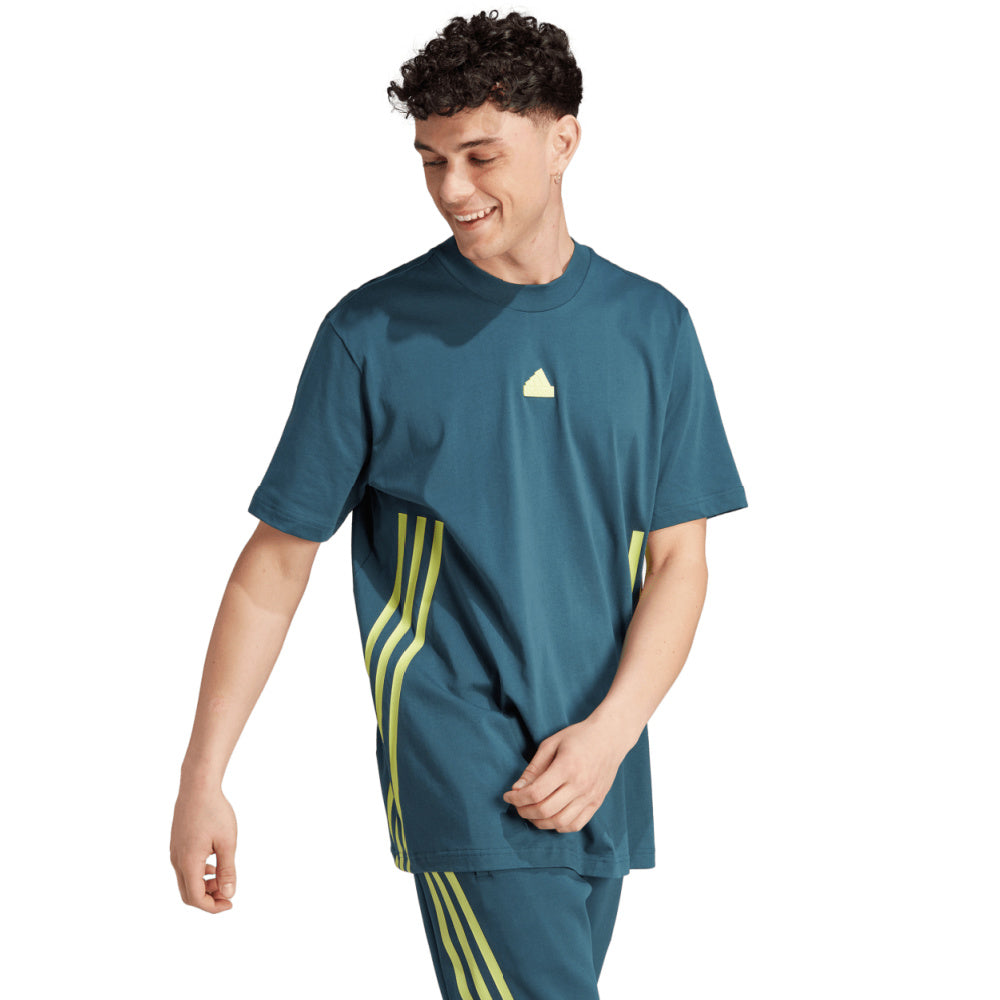 Adidas | Mens Future Icons 3-Stripes Tee (Arctic Night/Pulse Lime)