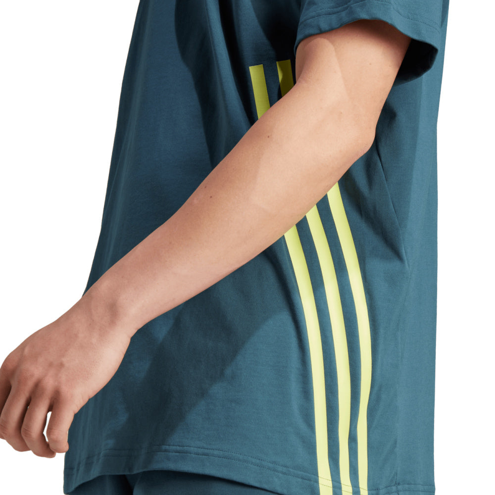 Adidas | Mens Future Icons 3-Stripes Tee (Arctic Night/Pulse Lime)