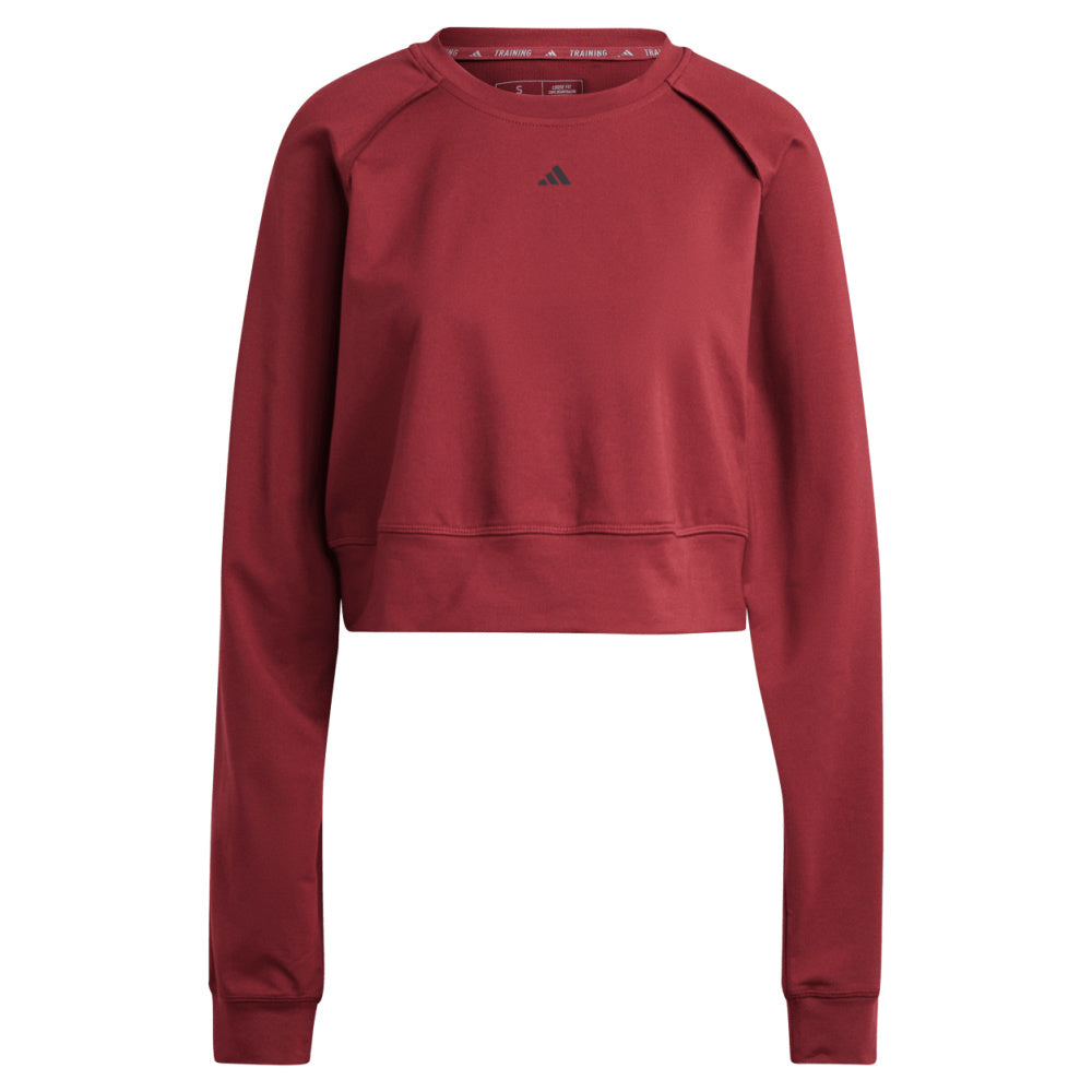 Adidas | Womens Power Aeroready Crop Cover-up Sweatshirt (Shadow Red/Black)
