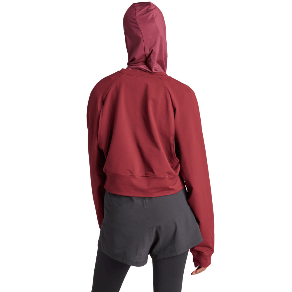 Adidas | Womens Power Aeroready Crop Cover-up Sweatshirt (Shadow Red/Black)