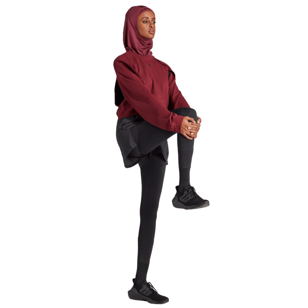 Adidas | Womens Power Aeroready Crop Cover-up Sweatshirt (Shadow Red/Black)