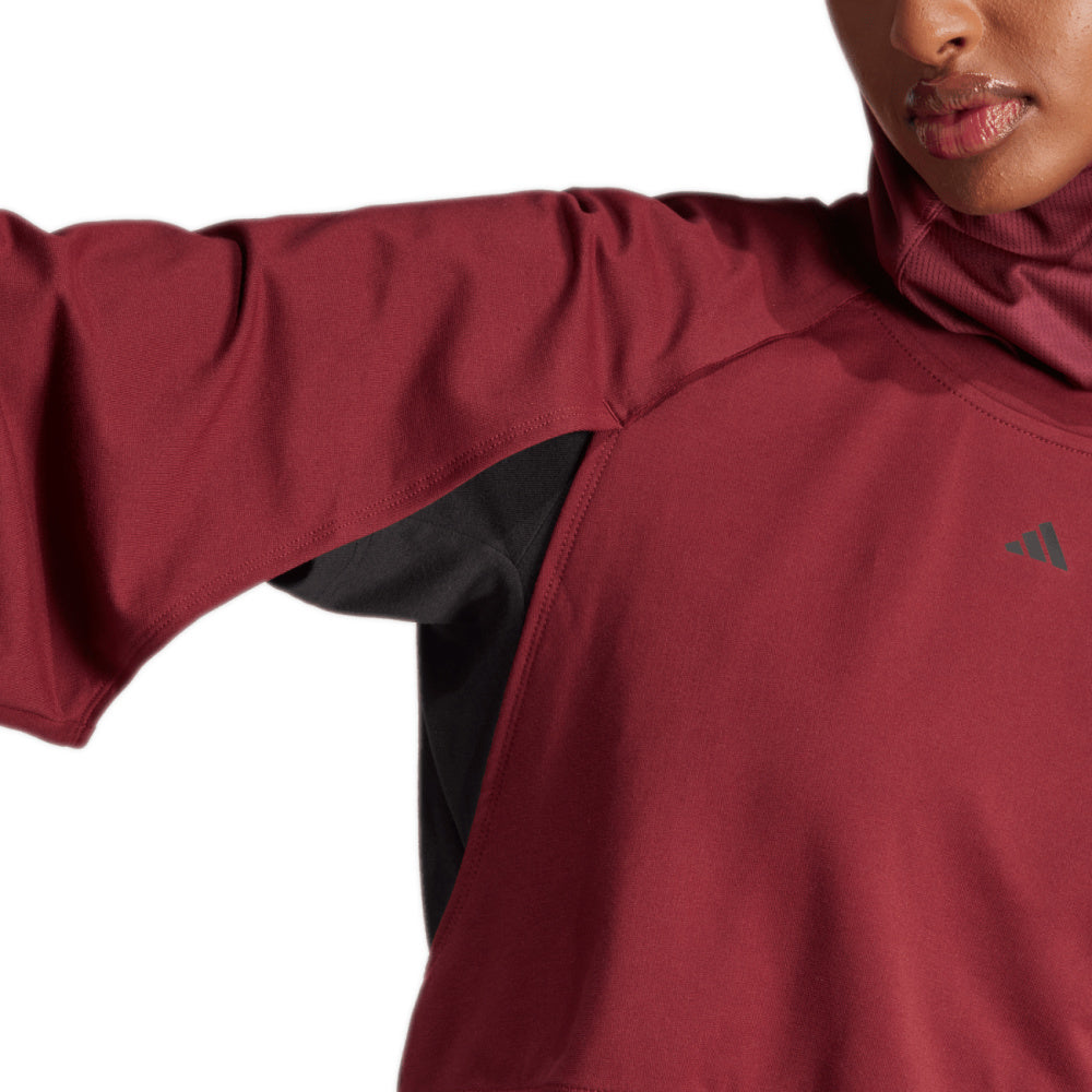Adidas | Womens Power Aeroready Crop Cover-up Sweatshirt (Shadow Red/Black)