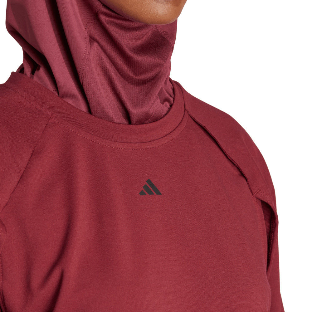 Adidas | Womens Power Aeroready Crop Cover-up Sweatshirt (Shadow Red/Black)
