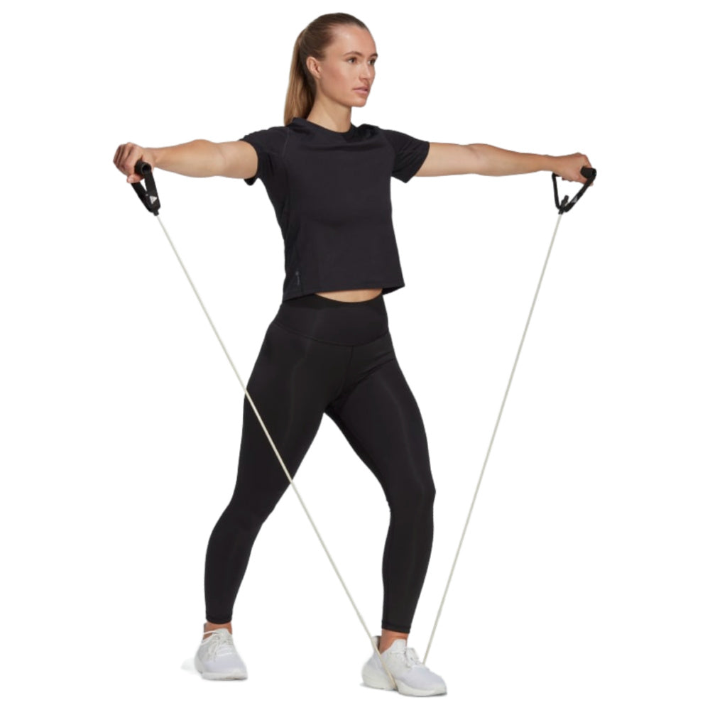 Adidas | Womens Train Essentials Cotton 3-Stripes Crop Tee (Black/White)