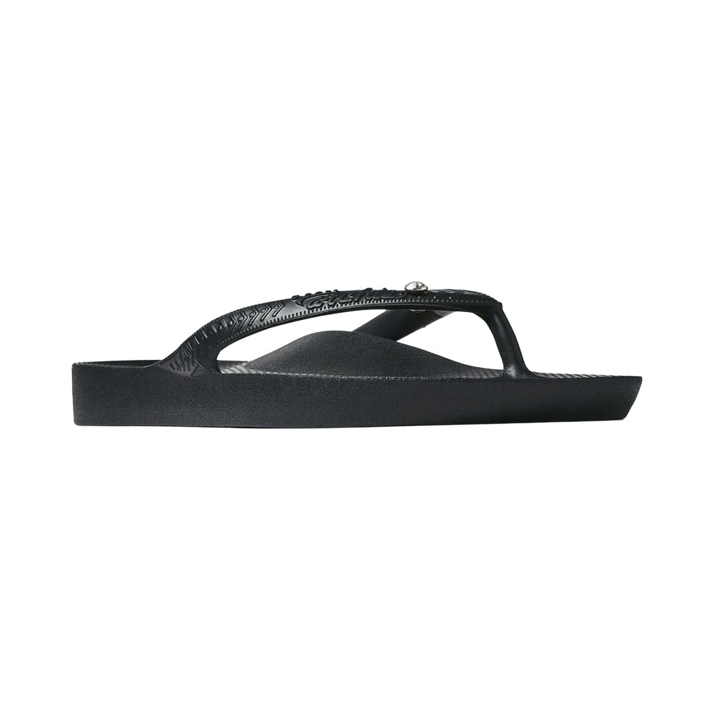 Archies | Unisex Crystal Arch Support Thongs (Black)