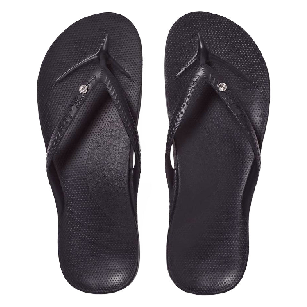Archies | Unisex Crystal Arch Support Thongs (Black)