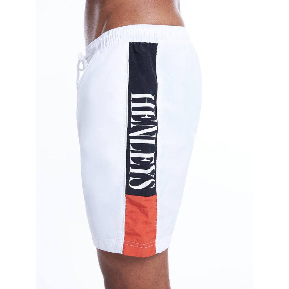 Henleys | Mens Panel Swim Short (White/Apricot)