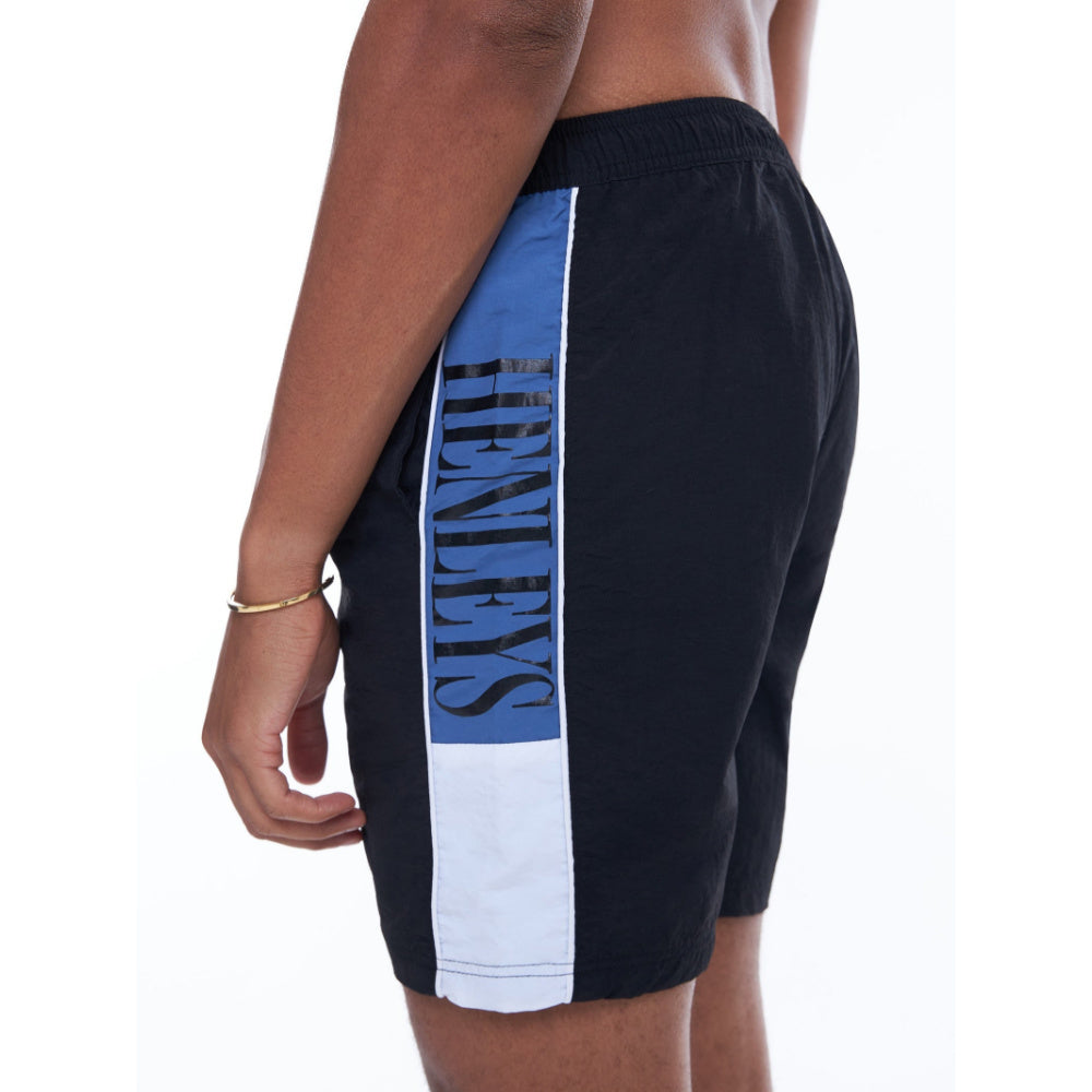 Henleys | Mens Panel Swim Short (Black/Blue)