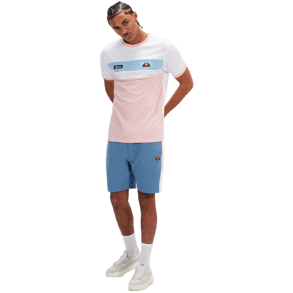 Ellesse | Mens Blockadi Tee (White/Light Pink/Light Blue)