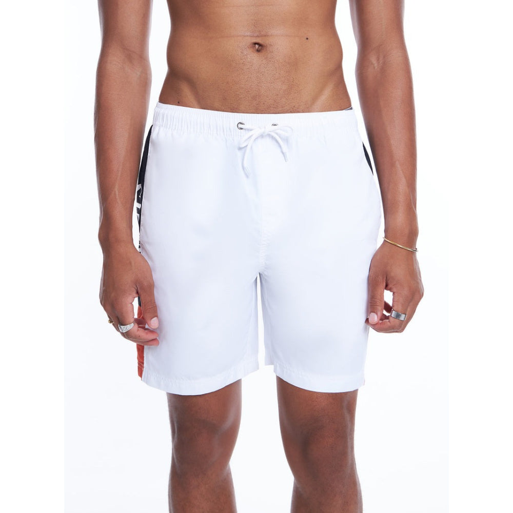 Henleys | Mens Panel Swim Short (White/Apricot)