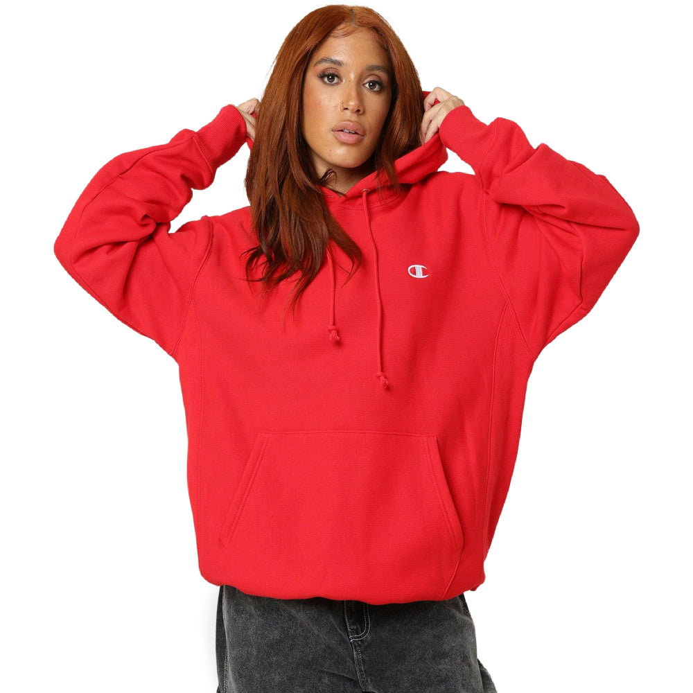 Champion Unisex Reverse Weave Small C Hoodie (Team Red Scarlet
