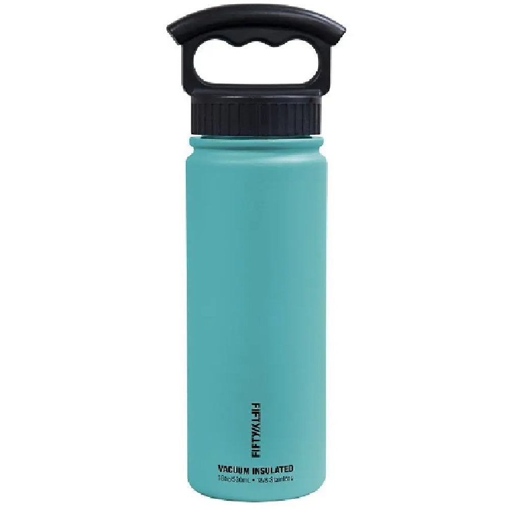 Fifty/Fifty | 530ml Bottle With Three Finger Holder Lid (Aqua)