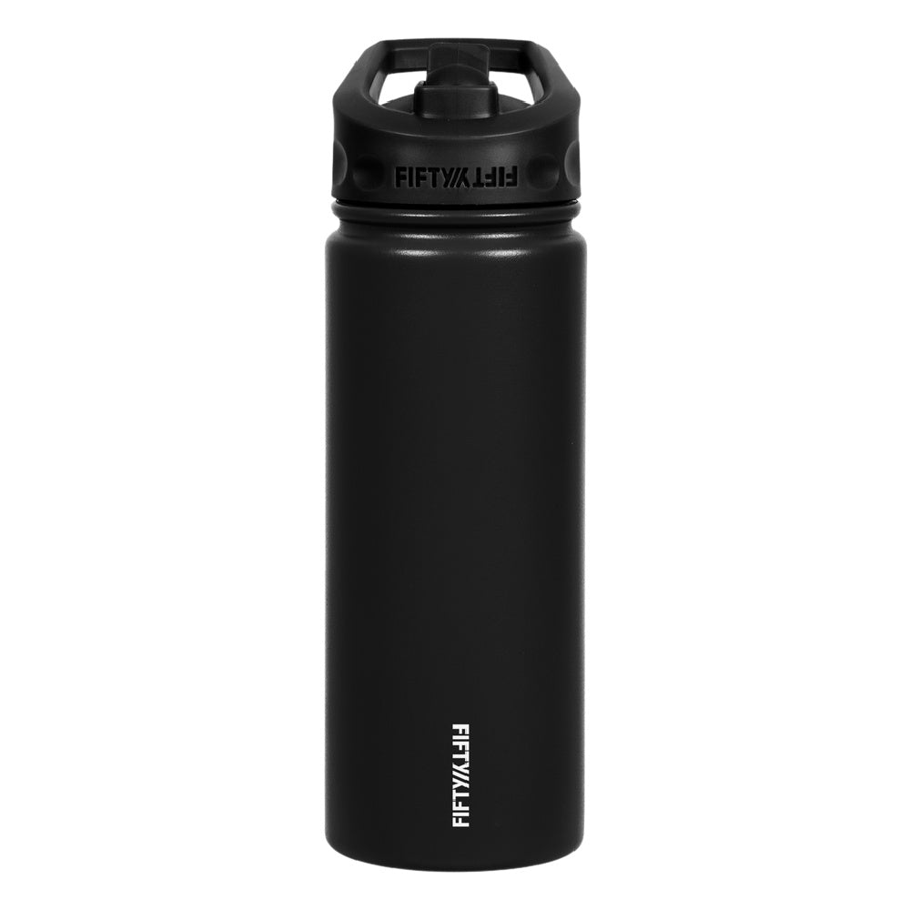 Fifty/Fifty | Bottle With StrawCap Lid 530ml (Matte Black)