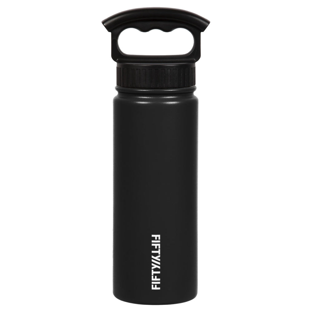 Fifty/Fifty | 530ml Bottle With Three Finger Holder Lid (Matte Black)
