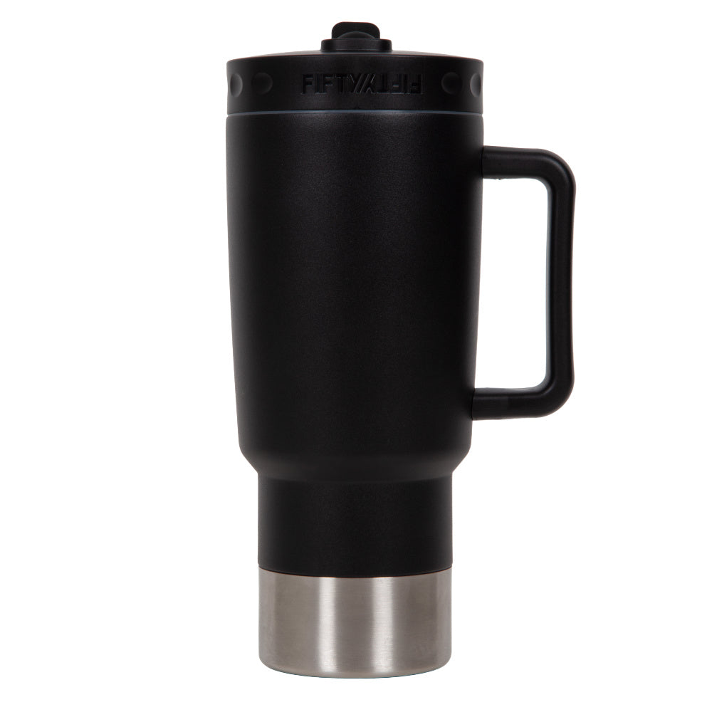 Fifty/Fifty | 887ml Mug with Straw Lid (Black)