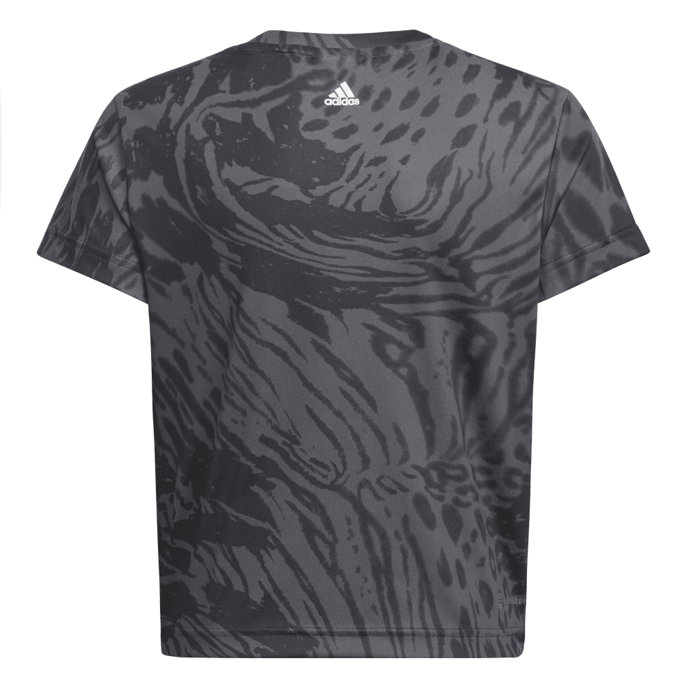 Adidas | Girls Aeroready Sports Icons Animal Print Tee (Black/Grey)