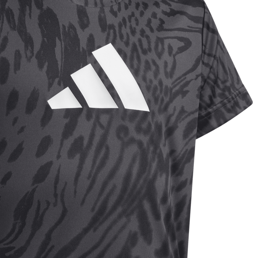 Adidas | Girls Aeroready Sports Icons Animal Print Tee (Black/Grey)