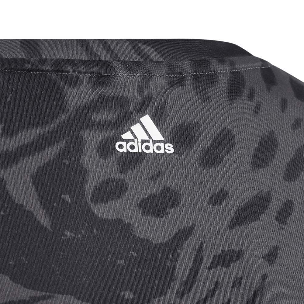 Adidas | Girls Aeroready Sports Icons Animal Print Tee (Black/Grey)