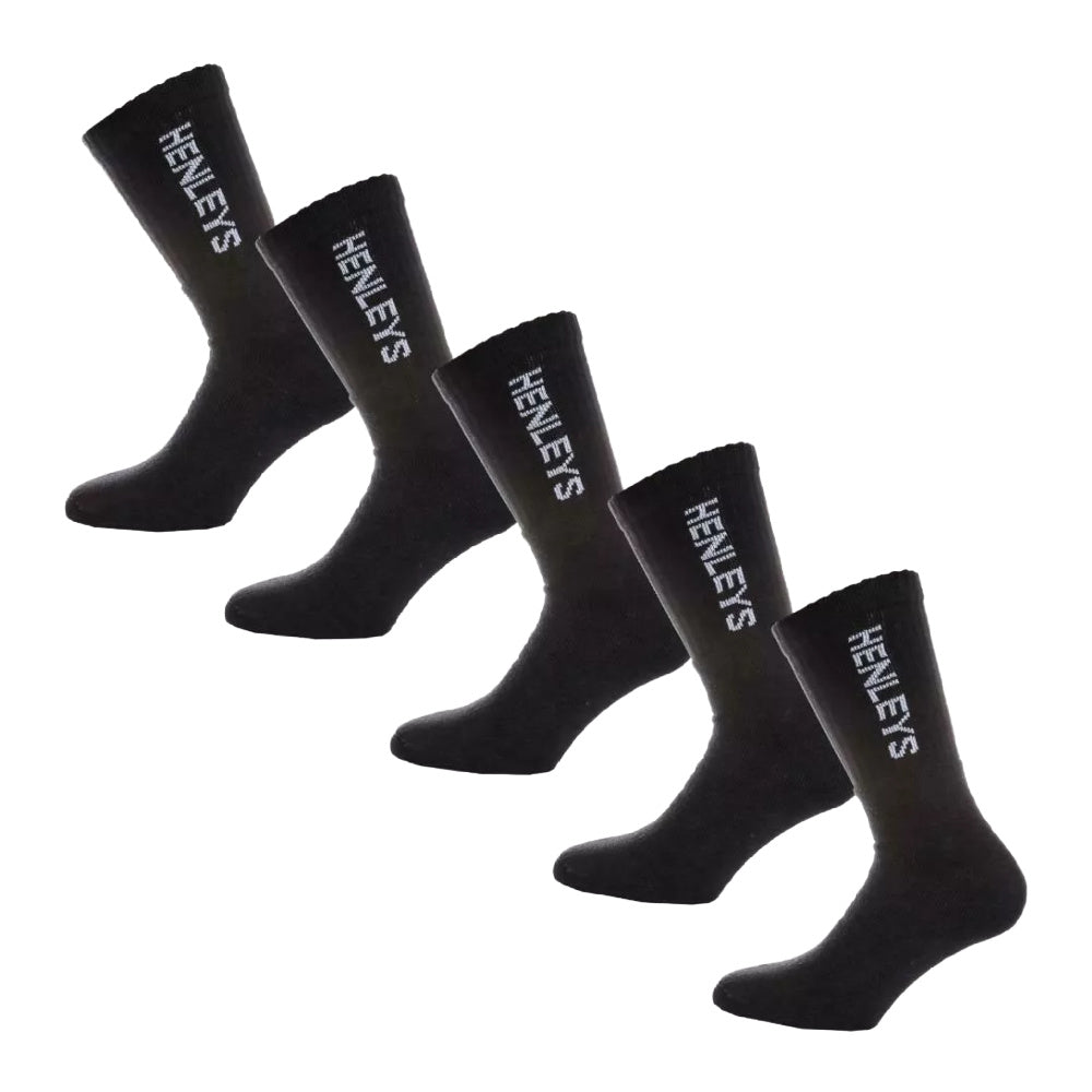 Henleys | Mens Crew Socks 3 Pack OSFA (Black)