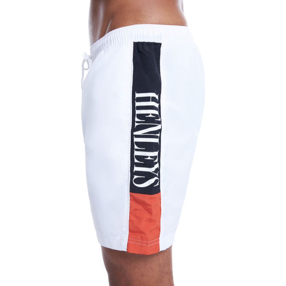 Henleys | Mens Panel Swim Short (White/Apricot)