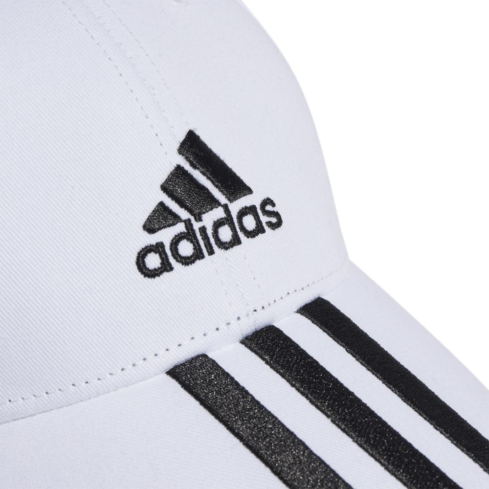 Adidas | Unisex 3-Stripes Cotton Twill Baseball Cap (White/Black)