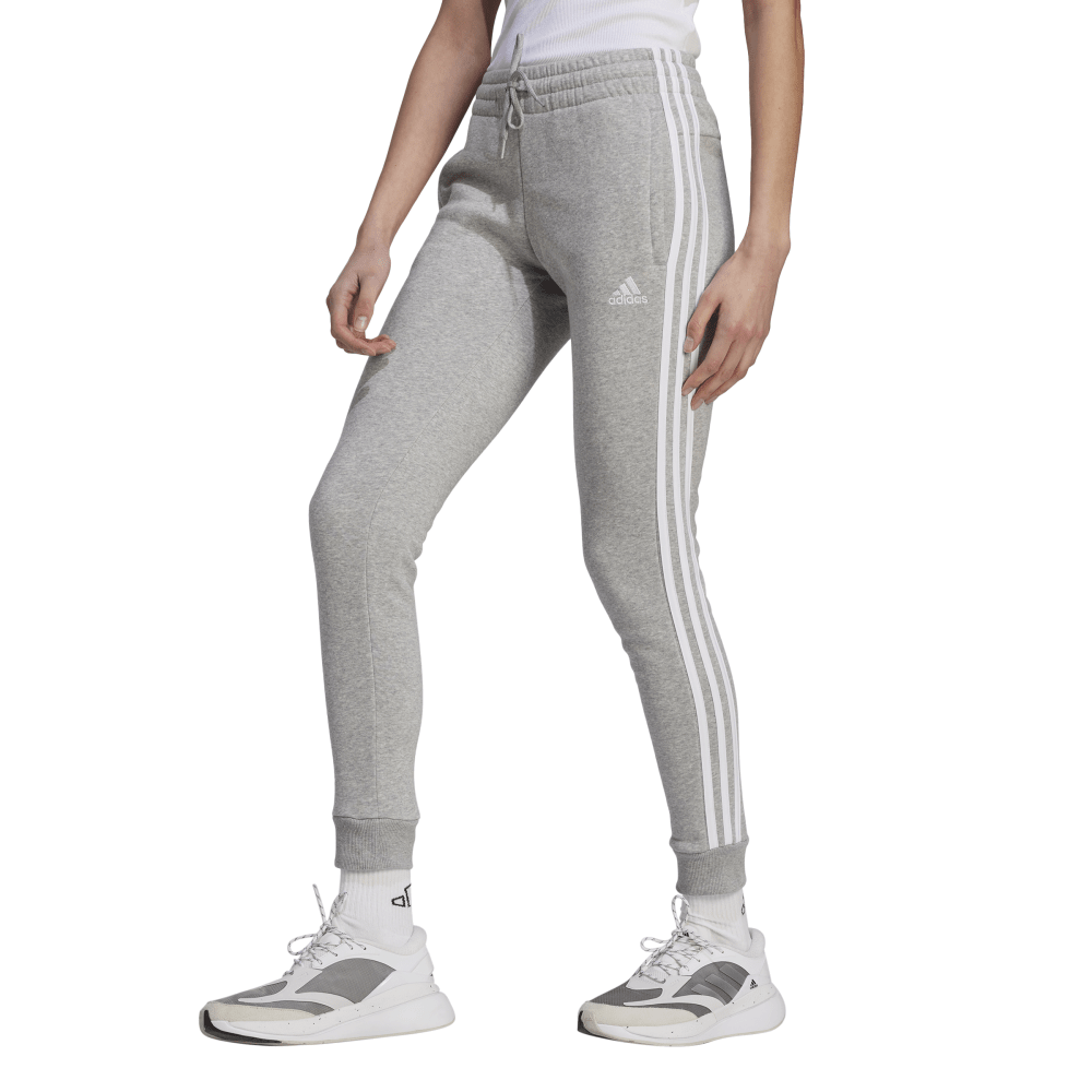 Adidas | Womens Essentials 3-Stripes Fleece Pant (Medium Grey Heather/White)