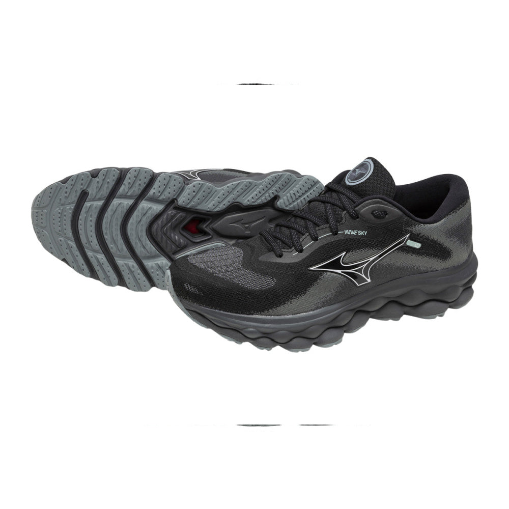 Mizuno | Womens Wave Sky 7 D-Wide (Black/White/Turbulence)