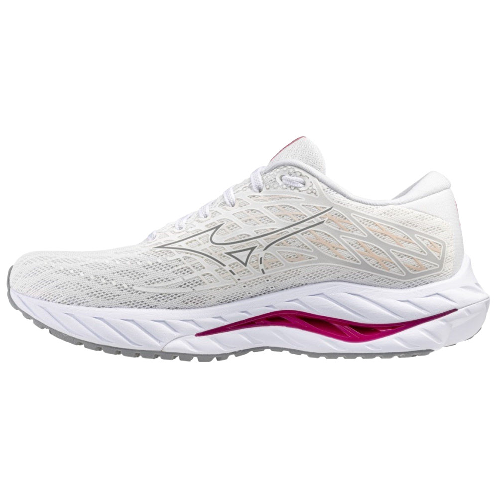 Mizuno | Womens Wave Inspire 20 Project Zero (White/Fuchsia Purple/Cloud Pink)