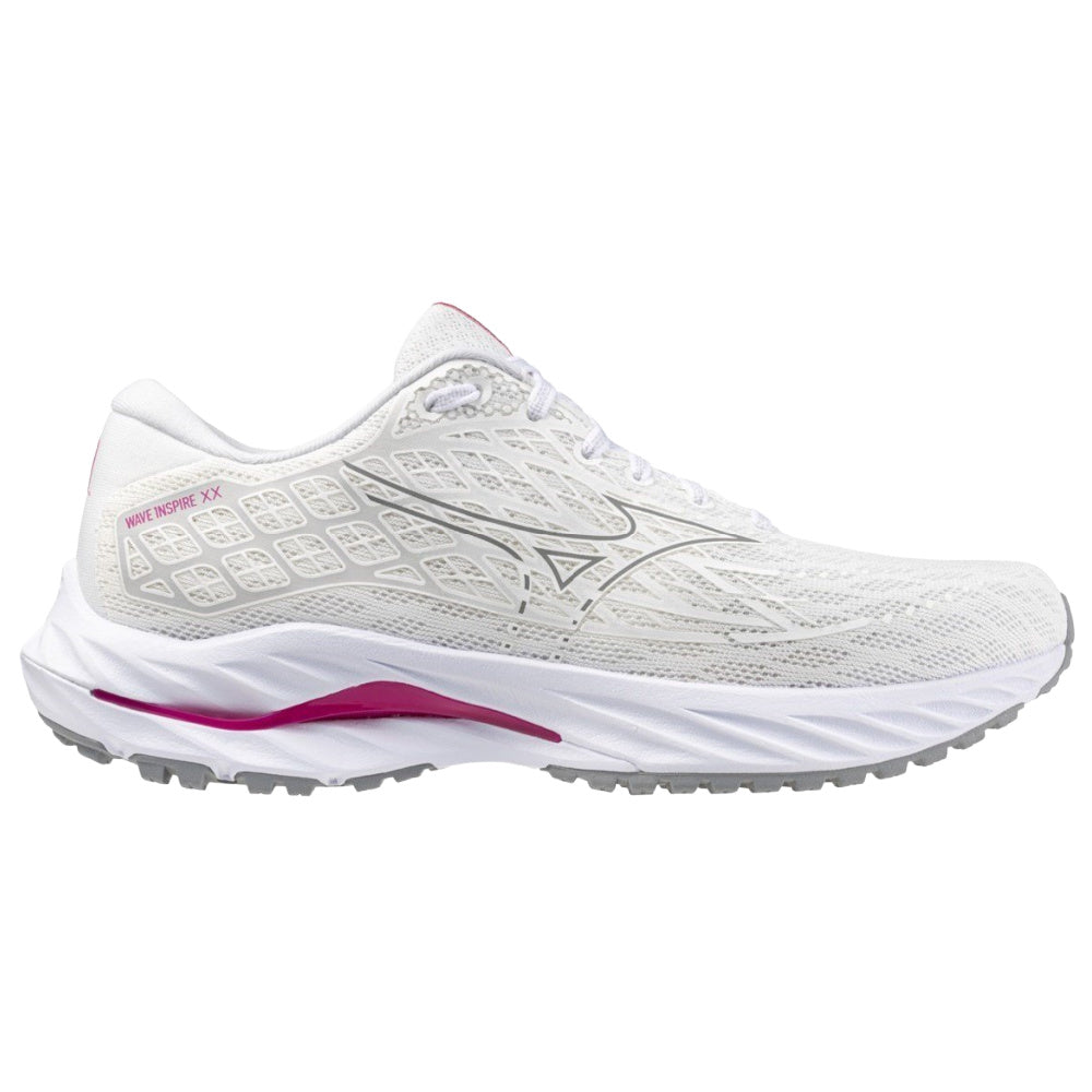 Mizuno | Womens Wave Inspire 20 Project Zero (White/Fuchsia Purple/Cloud Pink)