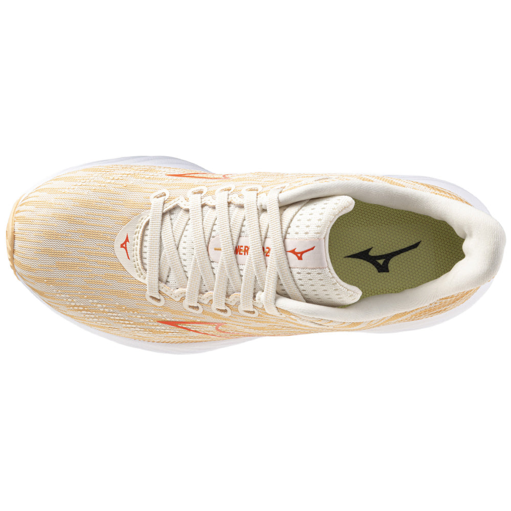 Mizuno | Womens Wave Rider 28 (Pristine/Spicy Orange/Apricot Ice)