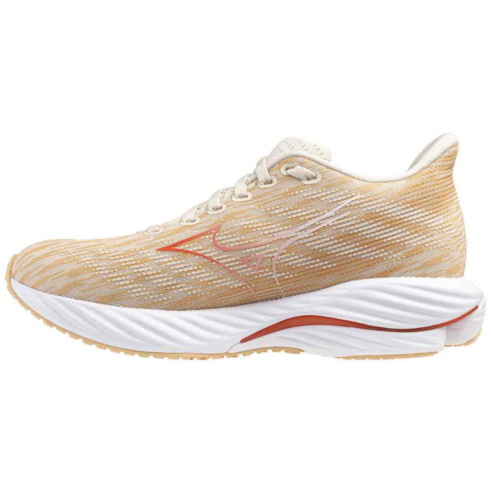 Mizuno | Womens Wave Rider 28 (Pristine/Spicy Orange/Apricot Ice)