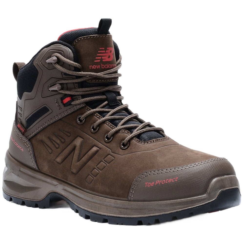 New Balance | Mens Calibre Side Zip Composite Toe Slip-Resistant Safety Boots 2E-Wide (Chocolate)