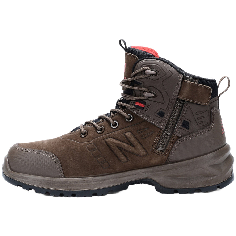 New Balance | Mens Calibre Side Zip Composite Toe Slip-Resistant Safety Boots 2E-Wide (Chocolate)
