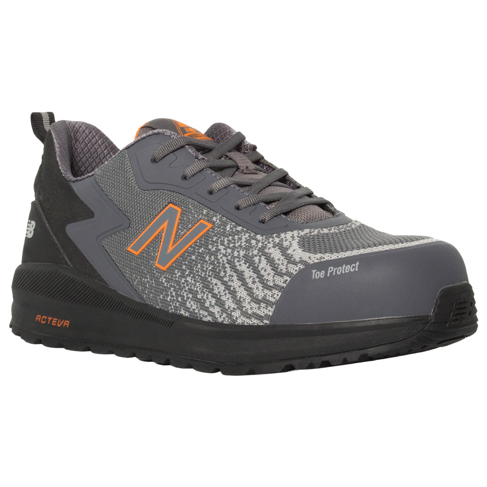 New Balance | Mens Speedware Composite Toe Slip-Resistant 2E-Wide Safety Boots (Grey/Orange)